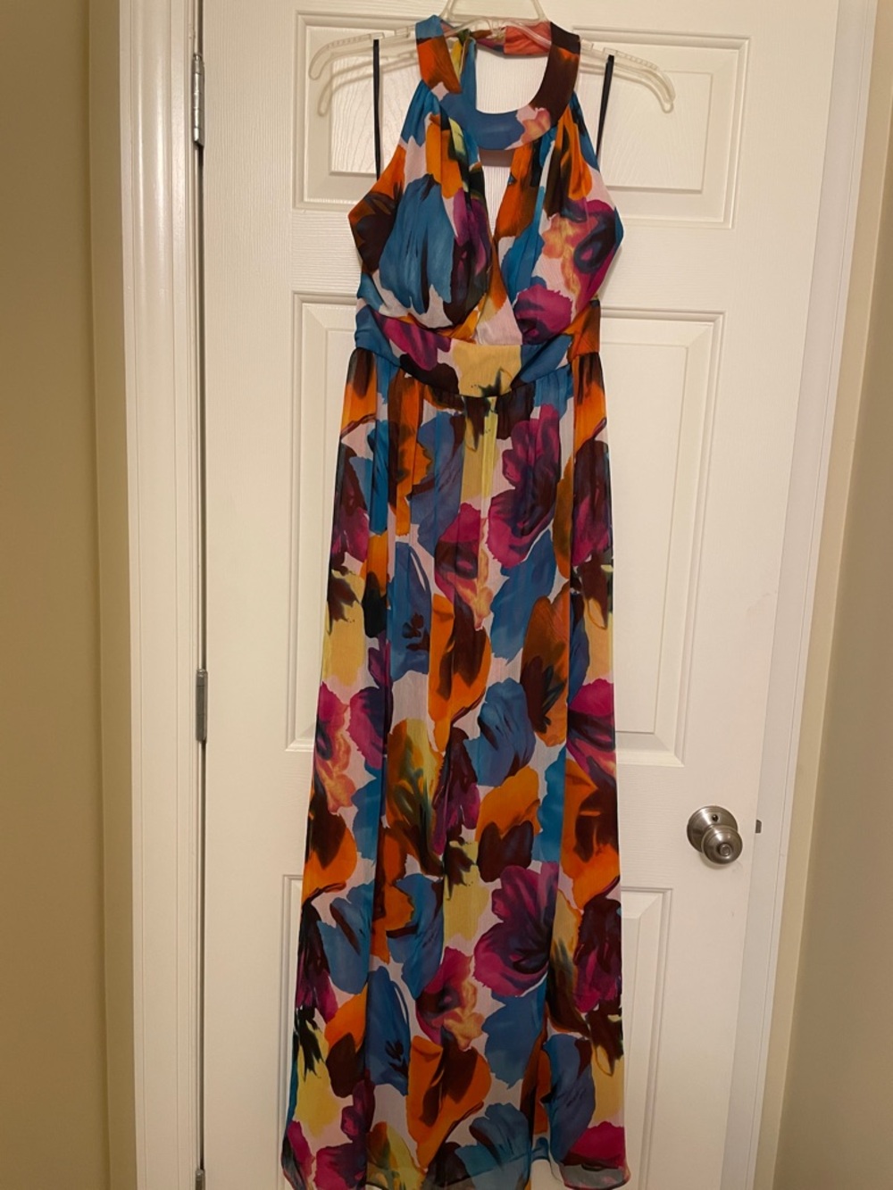 Halter-Neck Multi-Color Floral Maxi Dress